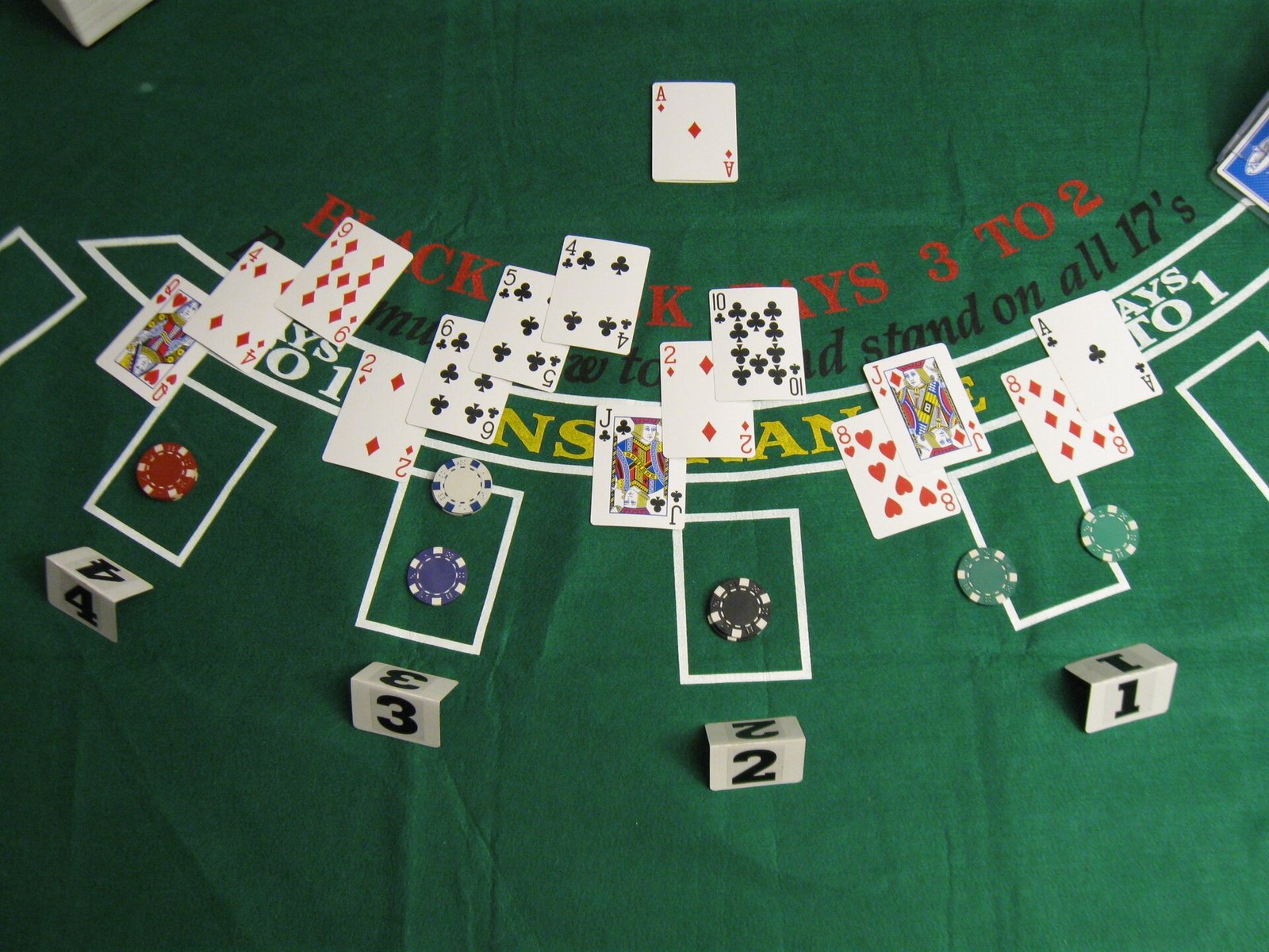Table de blackjack, illustration du comptage de cartes