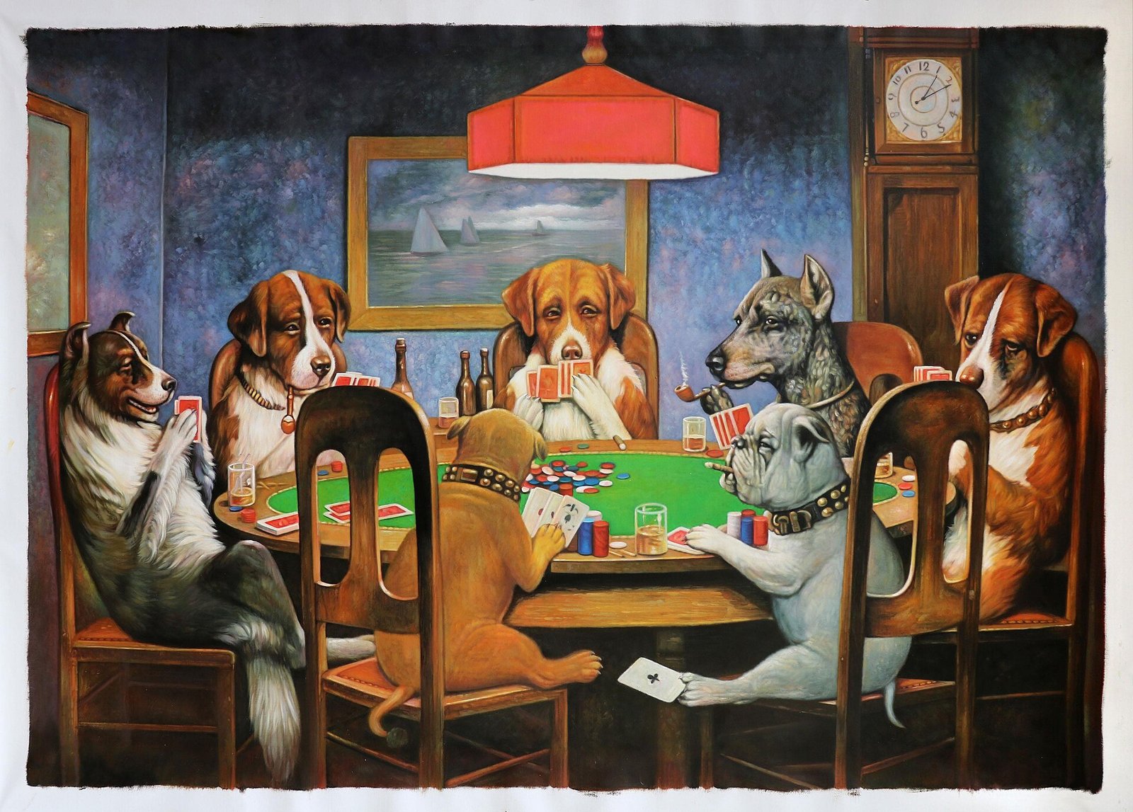 « A Friend in Need » de C. M. Coolidge : des chiens jouant au poker