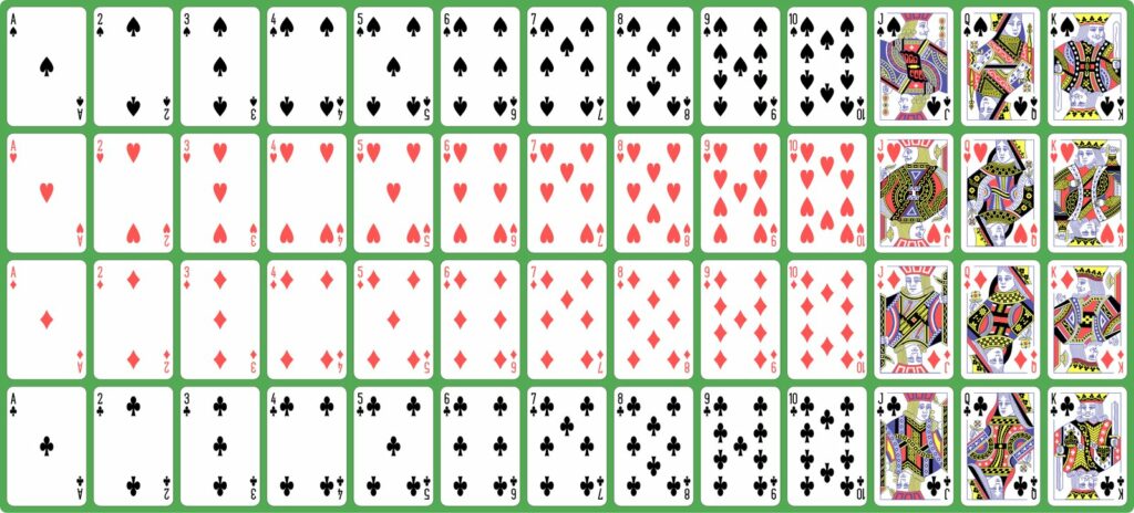 Jeu de 52 cartes au motif anglais classique