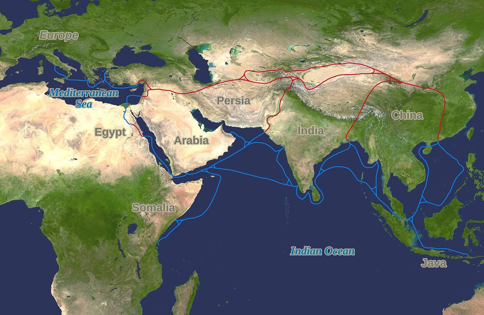 Carte de la Route de la Soie au Moyen Âge